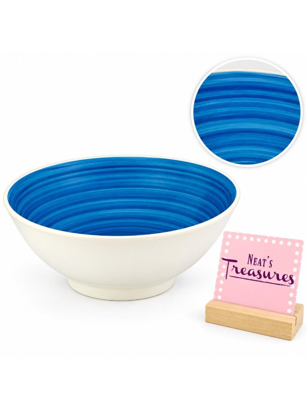 Ceramica San Marciano Sky BLUE SWIRL White Handpainted Italy Large Serving Bowl